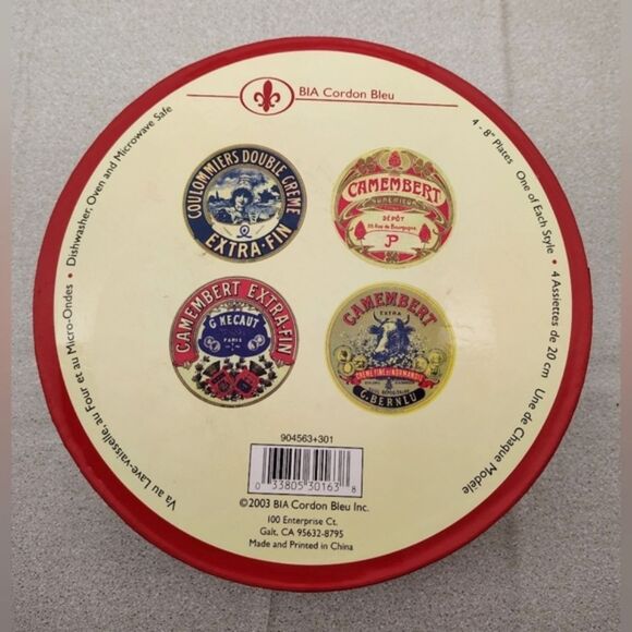 Vintage Camembert Cheese Plates Plate Set X 4 Home Party Kitchen - Picture 9 of 11